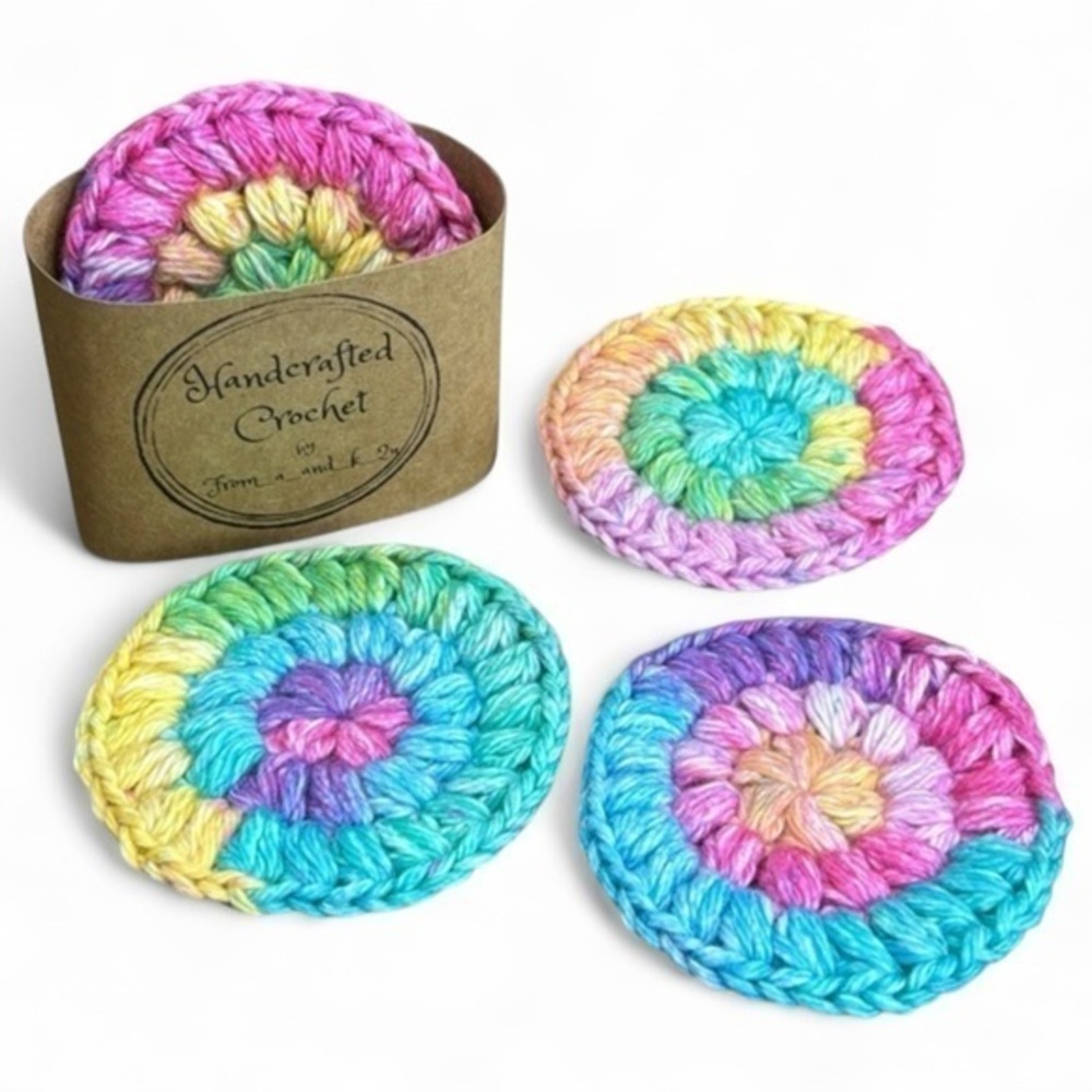 Handcrafted Crochet Face Round Makeup Remover Scrubbies Set Cotton Yarn